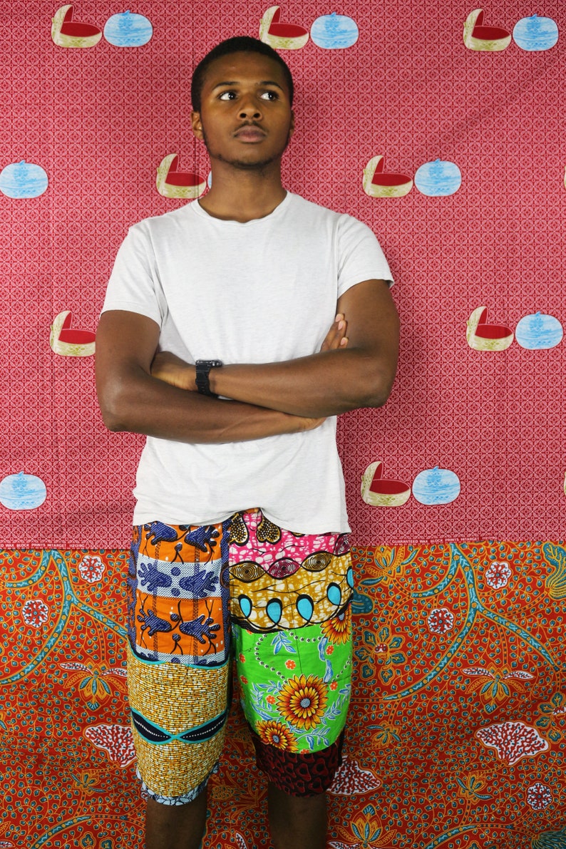 Men/'s Afropunk Style Festival Shorts African Print Funky Short Patchwork Shorts