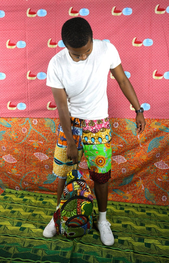 Men/'s Afropunk Style Festival Shorts African Print Funky Short Patchwork Shorts