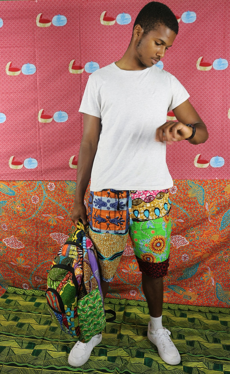 Men/'s Afropunk Style Festival Shorts African Print Funky Short Patchwork Shorts