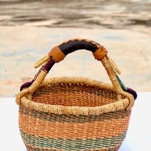 Cesta decorativa, cesta de mano artesanal tejida a mano