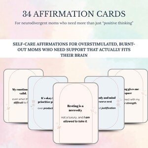 Self-Care Affirmation Cards for Neurodivergent Moms | Printable Mental Reset Deck | ADHD & Autism Friendly | Instant Download PDF
