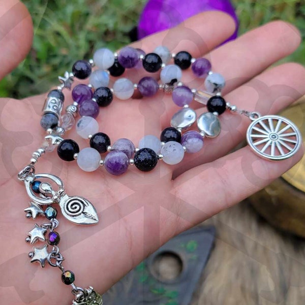 Arianrhod Prayer Beads ~ Welsh Moon Goddess and Lady of the Silver Wheel