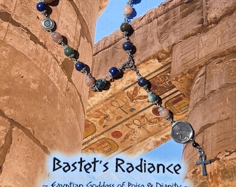Bastet Pocket Rosary ~ Egyptian Goddess of Cats, Protection, & Sacred Joy