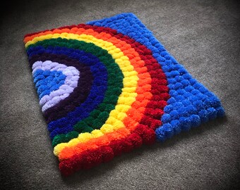 Rainbow Pom Pom Rug Etsy Australia