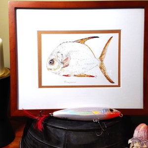 Pointillism Series - Pompano, unframed print with mat
