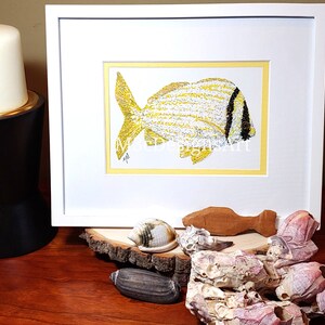 Pointillism Series - Porkfish, unframed print with mat