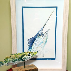 Pointillism Series-Sailfish, unframed print with mat