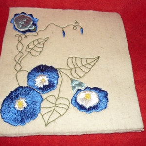 Art Nouveau EMBROIDERED Pure Natural Wool Felt - Typewriter Mat / Pad 330mm x 300mm x 25mm