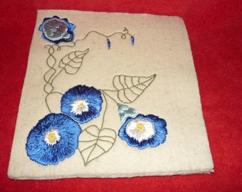 Art Nouveau EMBROIDERED Pure Natural Wool Felt - Typewriter Mat / Pad 330mm x 300mm x 25mm