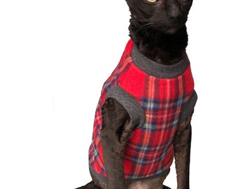 Котомода CAT WEAR Свитер Плед красный флис