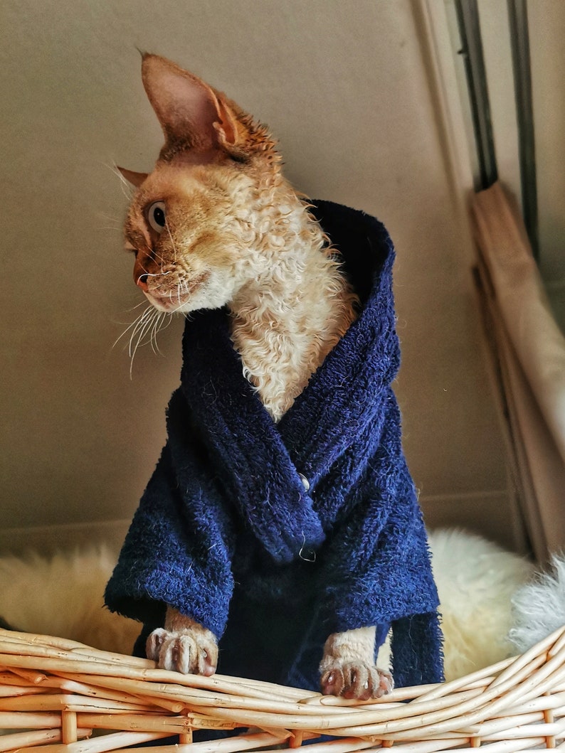 Kotomoda CAT WEAR Bathrobe Navy Blue - Etsy
