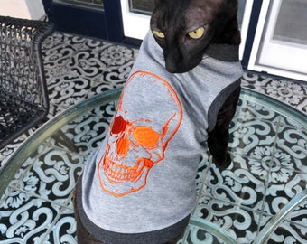 Kotomoda CAT WEAR cotton t-shirt orange Scull # 2
