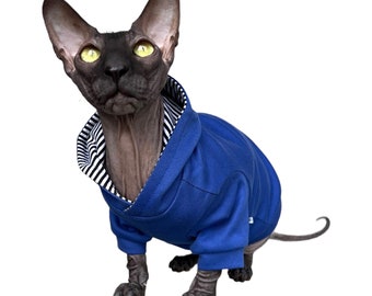 Kotomoda CAT WEAR Baumwolle Kapuzenpullover Royal blau