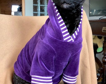 Kotomoda CAT WEAR cotton velour Purple hoodie