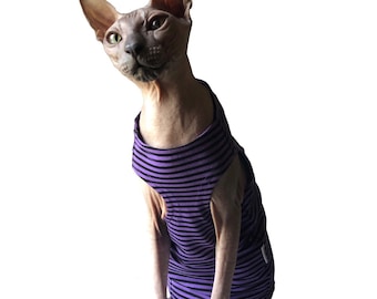 Kotomoda CAT WEAR Tank Black and purple stripes