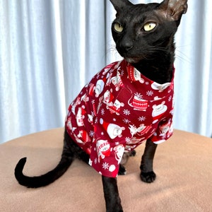 M Kotomoda Camiseta de algodón sin pelo del gato elástico mexicano sculls para los gatos Sphynx