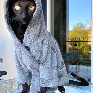 Kotomoda CAT WEAR Bathrobe grey stars