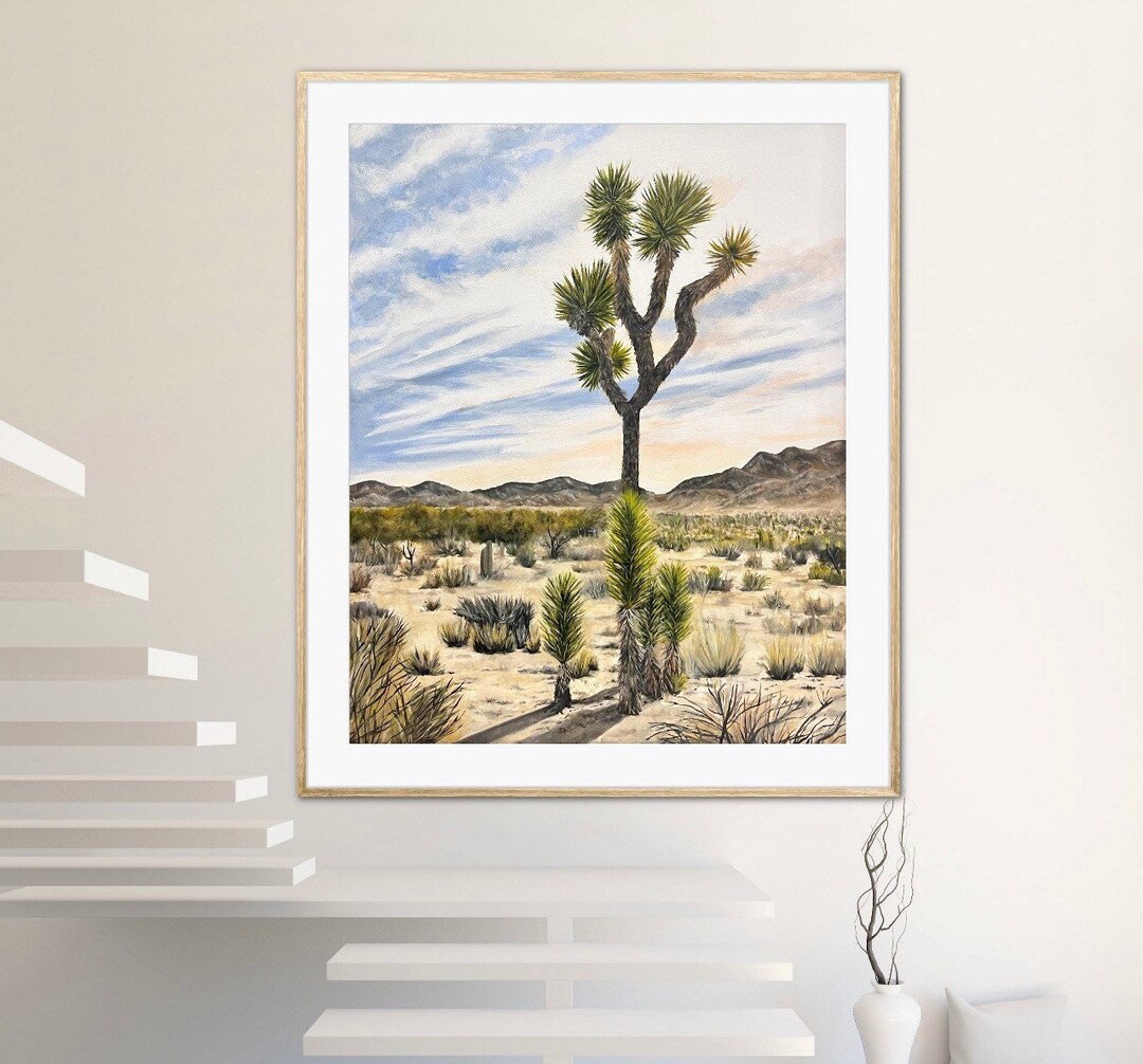 Cactus Wall Art | Joshua Tree Painting | Sunset Cactus | Desert ...