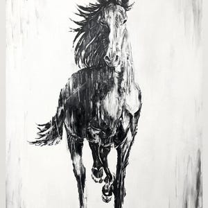 Black and White Horse Painting | Horse Wall Art