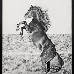Original Black and White Horse Wall Art | Horse Painting in Oil