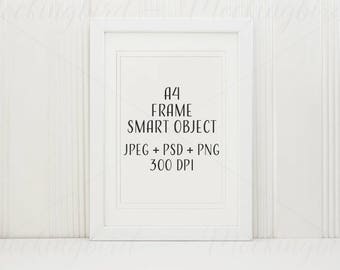 Simple Frame Mockup With Mount White Frame Mockup Poster Mockup A4 Png Jpg Psd Smart Object Digital Frame Frame Clipart Styled Stock Background T Shirt Mockup Psd File