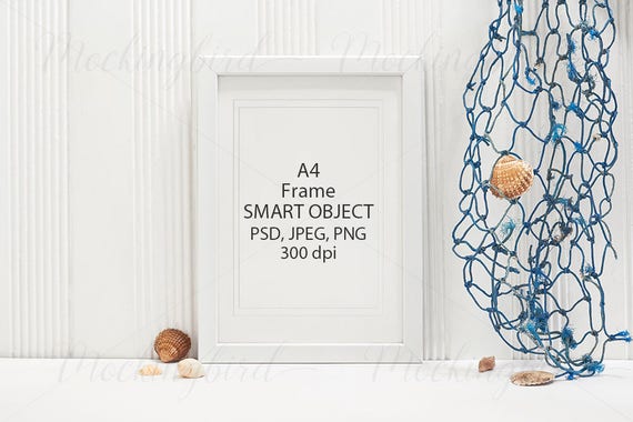 Seaside Frame Mockup White Nautical Mockup Poster A4 Png Etsy
