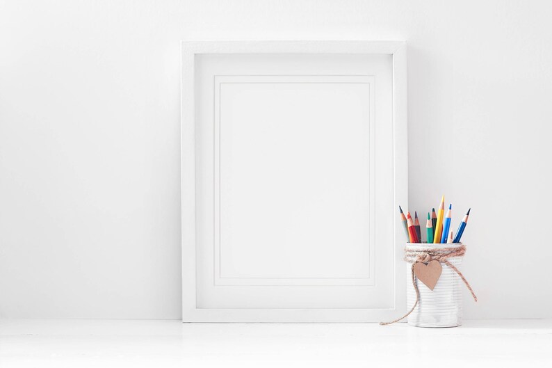 Download Nursery Frame Mockup 8x10 pencils Kids Art Mockup Styled ...