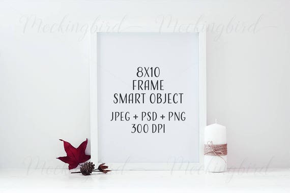 Autumn Mockup White Frame Leaves And Candle Portrait 8x10 Etsy