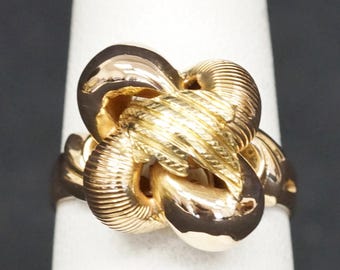 Vintage 18K Rose Gold Italian Abstract Domed Art Statement Ring Size 7 3/4 E0046