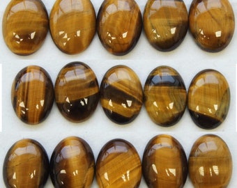 Natural Golden Brown Tigers Eye Cabochon Flat Back Beads Jewelry Making approx 23mm x 17mm (A8787)