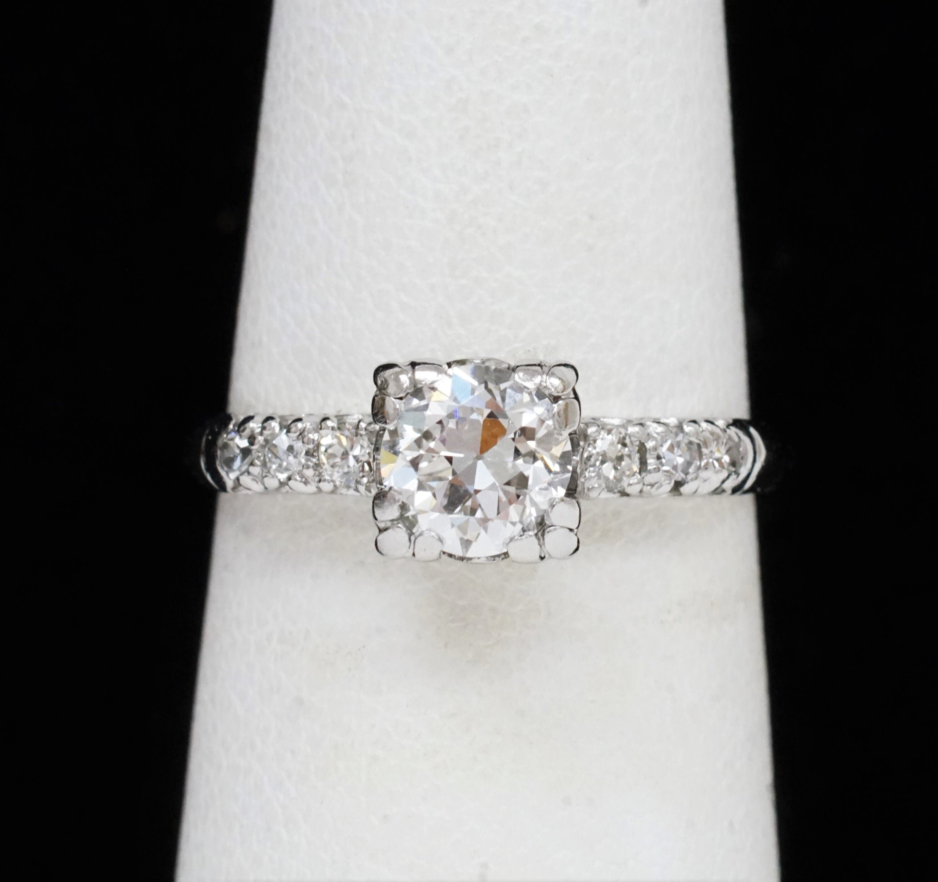 Antique PLATINUM Round Diamond 3/4 Cttw Ring G-H VS1-VS2 (CAT