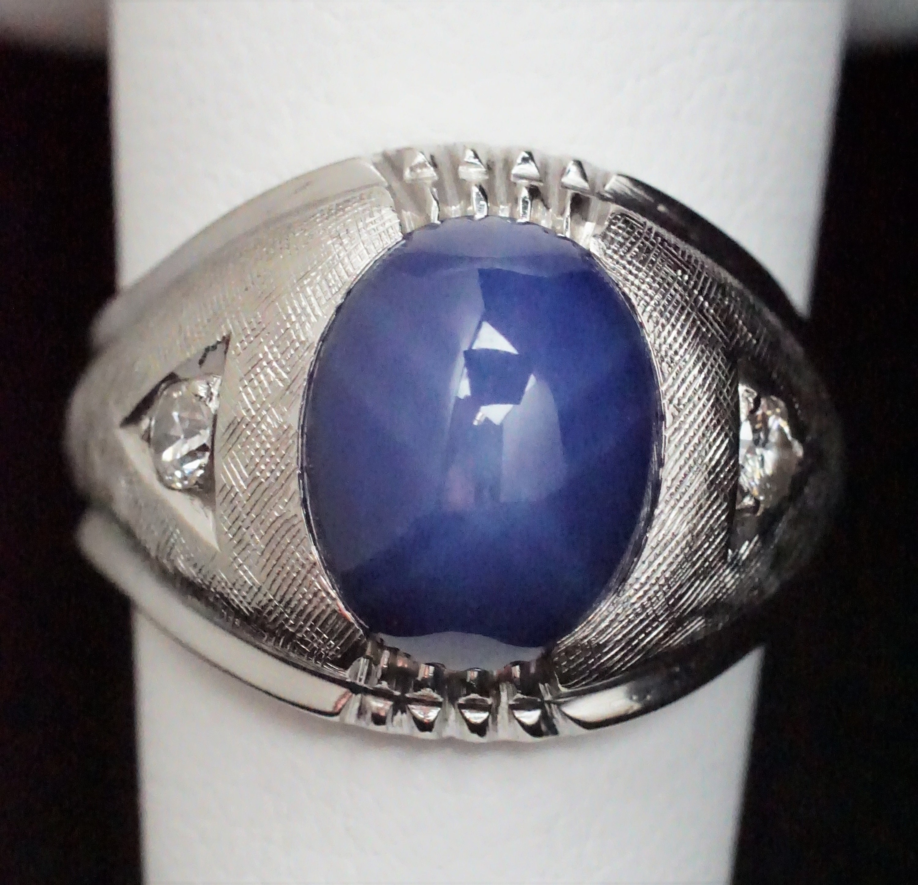 Vintage 14K White Gold Men's Linde Blue Star Sapphire -  Australia