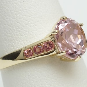 Chuck Clemency STS 14K Yellow Gold Natural Oval Morganite & Round Pink Tourmaline Ring (CAT E D1835)