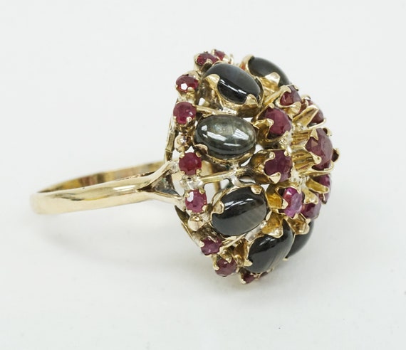 Antique 10K Yellow Gold Ruby & Black Star Sapphir… - image 3