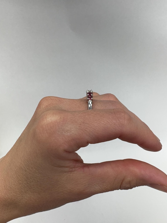 14K Diamond & Ruby 5 Gemstone Statement Ring Enga… - image 7