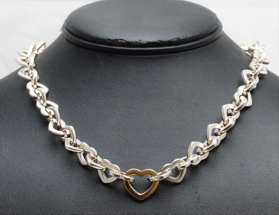 2000 Tiffany & Co Heart Link Chain Necklace Choker 925 Etsy