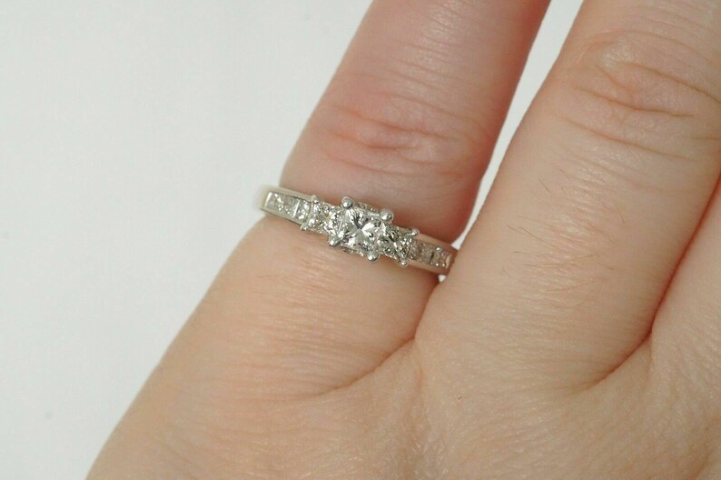 Signed ZEI 14K White Gold 1 ctw Diamond Engagement Ring with Etsy