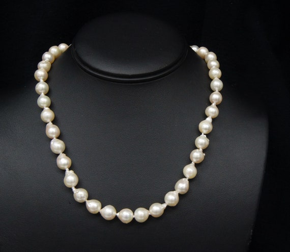 36 Inch Pearl Jewelry 36 Natural White Akoya Cultured Pearl Necklace - 8-9mm Genuine Pearl Beads 36 Inch Pearl Strand