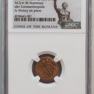 Roman Empire Constantinian AD 330-340 BI Nummus NGC Ancients Authentic Coin First Guardian Angel (C6964)