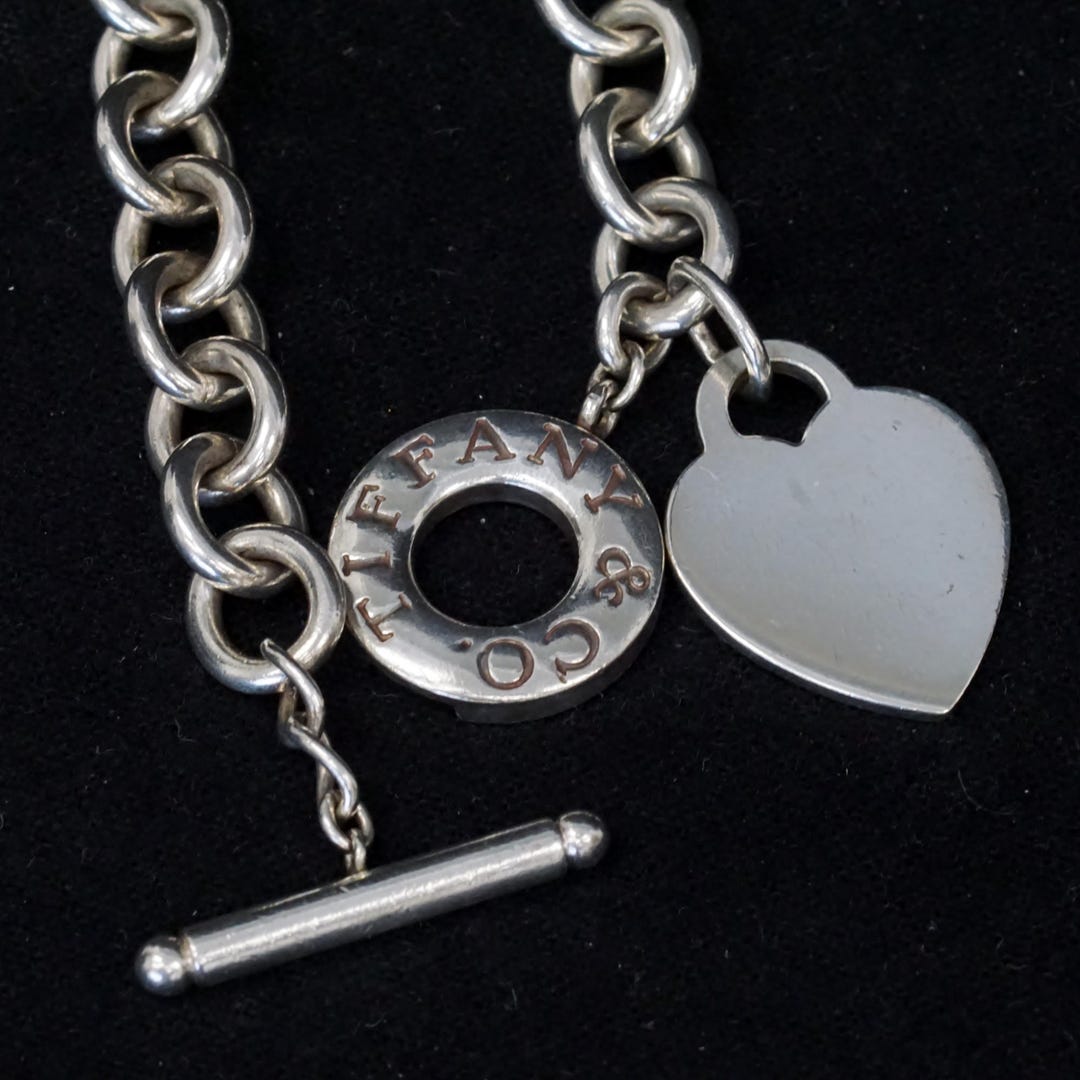 Tiffany & Co Blank Heart Charm Toggle Clasp Charm Bracelet in Sterling ...