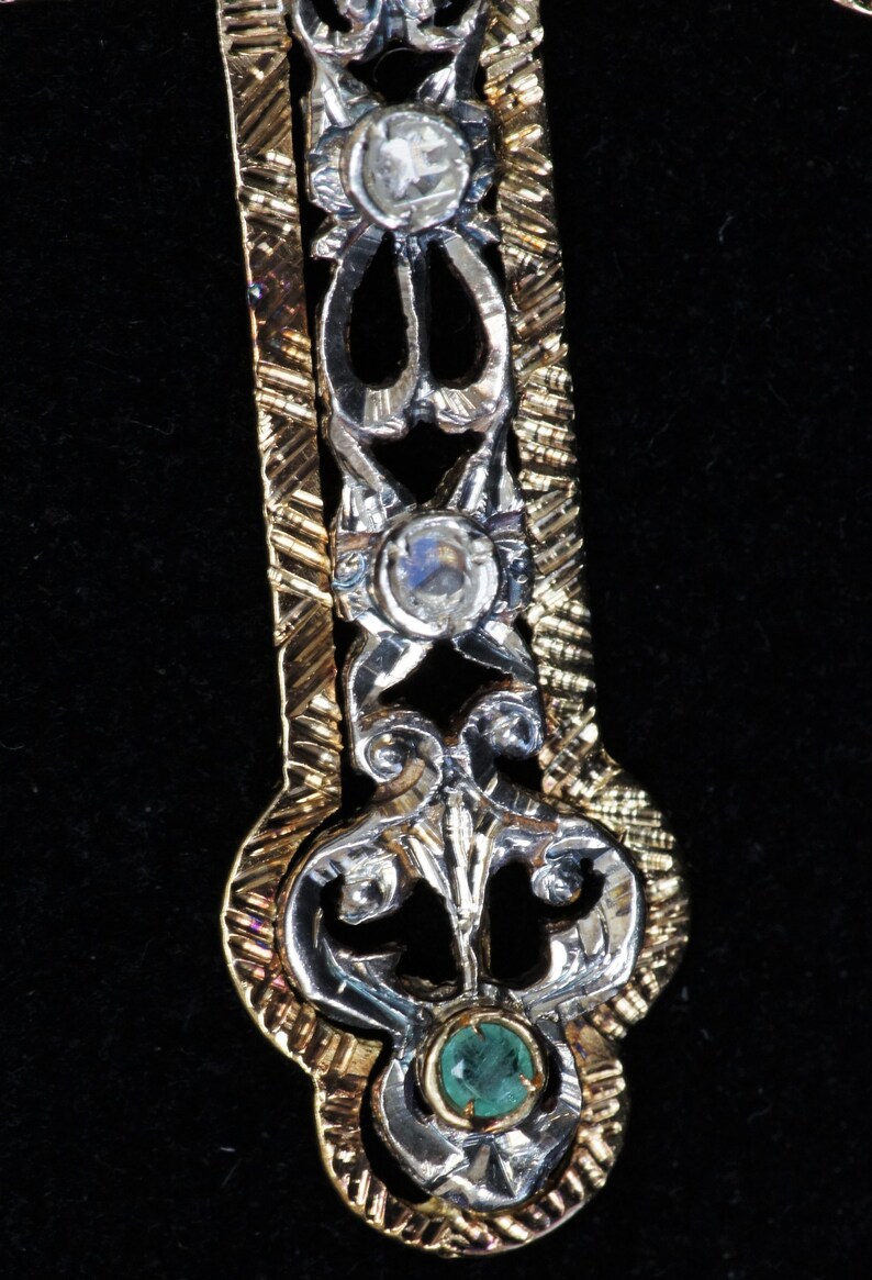 Antique 18K Yellow Gold & Sterling Cross Pendant With Emeralds - Etsy
