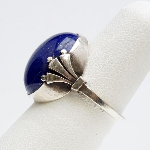 Vintage Oscar Gundlach-Pederson for GEORG JENSEN #51 Lapis Lazuli Cabochon Ring (E0614)