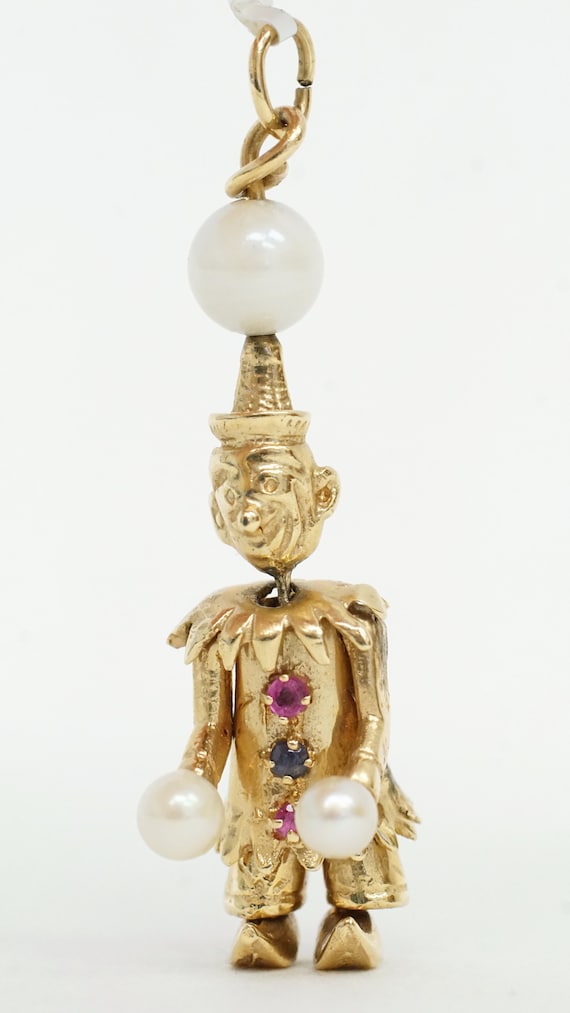 Awesome Vintage 14K Yellow Gold Articulated Clown… - image 1