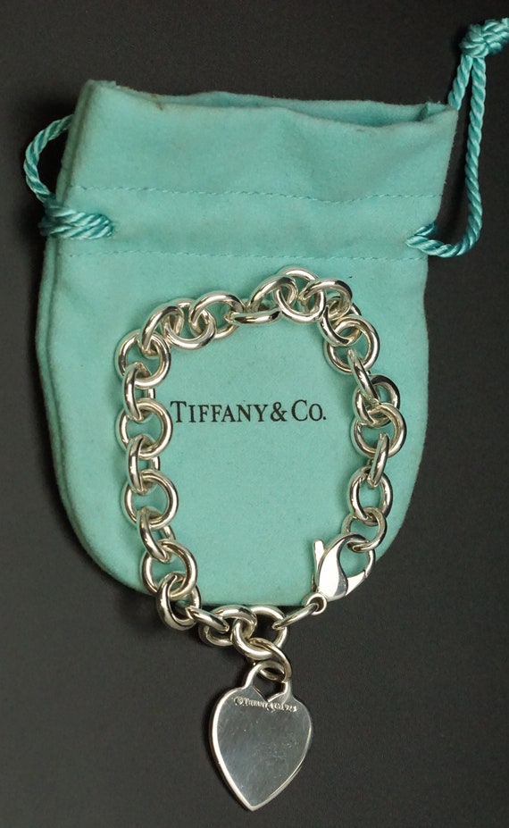 Tiffany and Co Blank Heart Charm Bracelet 7.5 Inch