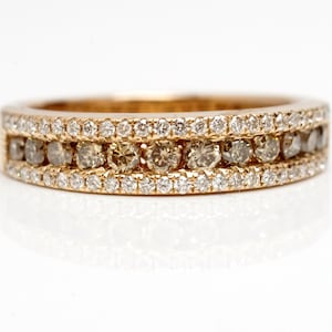 Levian Le Vian Chocolate & Vanilla Diamond Band Ring 14K Rose / Strawberry Gold 3/4cttw