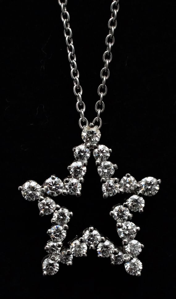 Tiffany Co 950 Platinum 3 4cttw Round Diamond Star Pendant