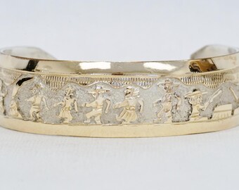Navajo Tahe 12K Sterling Cuff Bracelet 925 Silver 12KT Gold GF