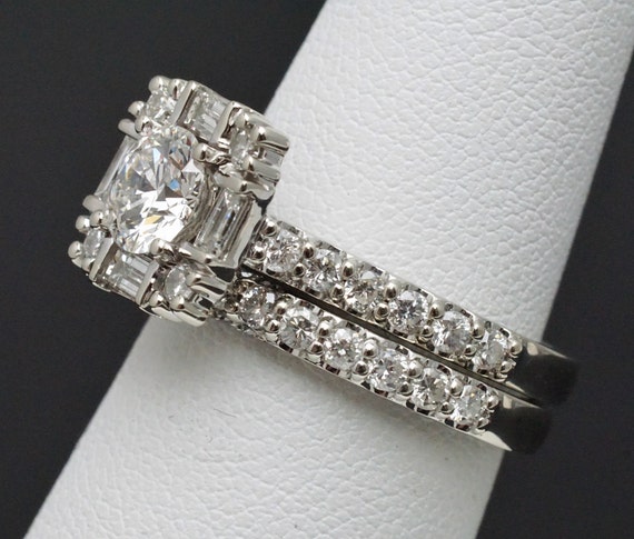 14K White Gold Custom Made Diamond Engagement & W… - image 4