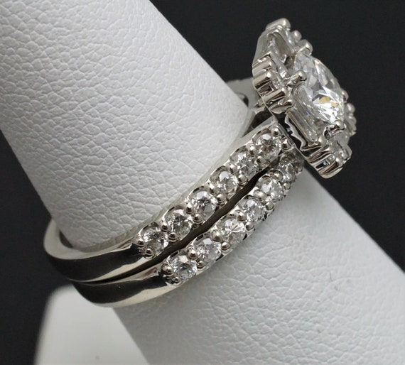14K White Gold Custom Made Diamond Engagement & W… - image 5