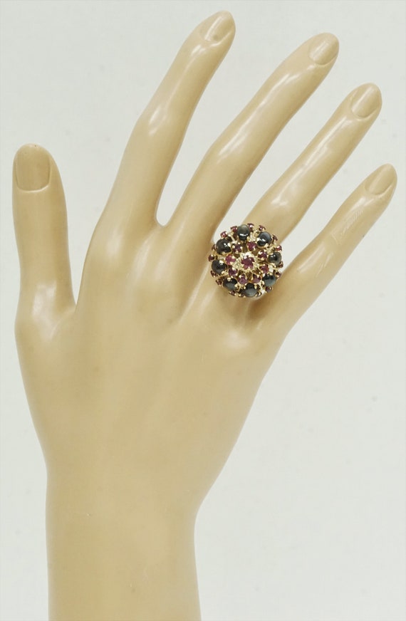 Antique 10K Yellow Gold Ruby & Black Star Sapphir… - image 7